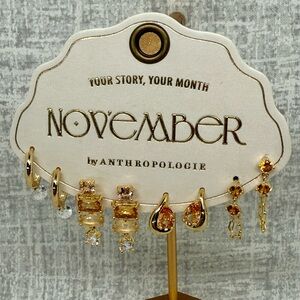NWT Anthropologie “November” 14K Gold-Plated Earring Set (Citrine Birthstone)